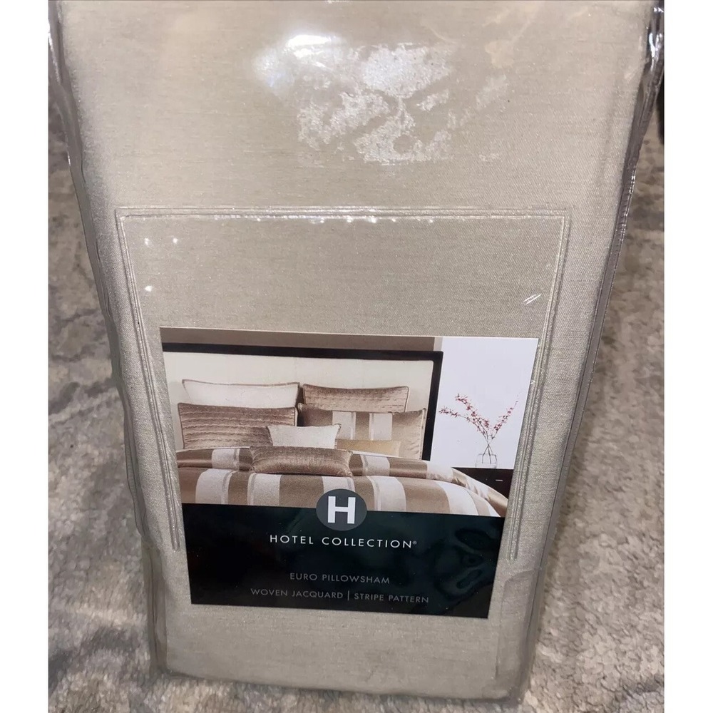 New Hotel Collection Beige Bold Stripe Euro sham(1 sham)‎ Rayon Blend 26 X 26